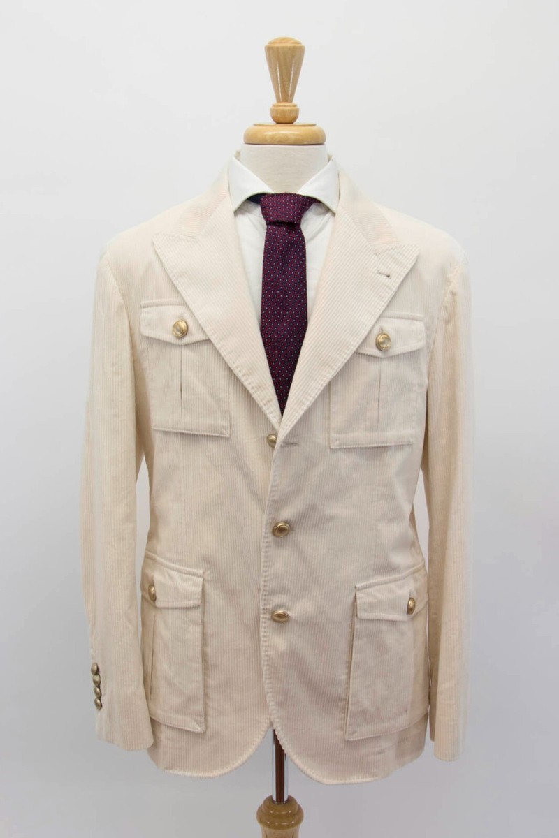 コート BRUNELLO CUCINELLI Corduroy safari-style jacket with jewelle Brunello Cucinelli - Tan Suede Safari Jacket | Mitchell Stores