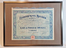 Aktie von Etablissements Mourier L. Barraya & Cie (1923) - dekorativ und gerahmt