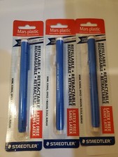 3 Staedtler Mars Plastic Eraser Refillable Holder, Includes Eraser 52850BK,Blue