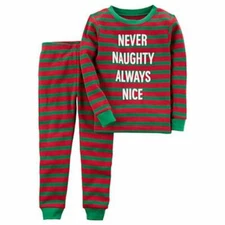 NEW Carter's Infant Boys Never Naughty Always Nice 2 pc Pajama Set 12 month NWT