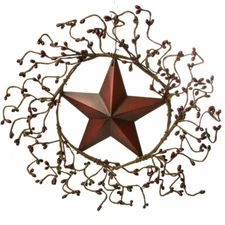 Set of 2 Burgundy Pip Berry and Barn Star 10" Wreaths