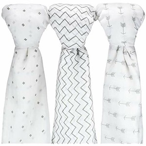 Muslin Baby Swaddle Blankets, 47x47 (3 Pack) Mint Blue and ...