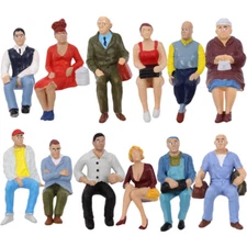 P2509 Model Trains 12pcs G Scale Figures 1:25 Seated People 12 Different Poses