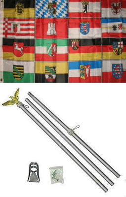 3x5 German 16 Sixteen States Germany Flag Aluminum Pole Kit Set 3'x5'