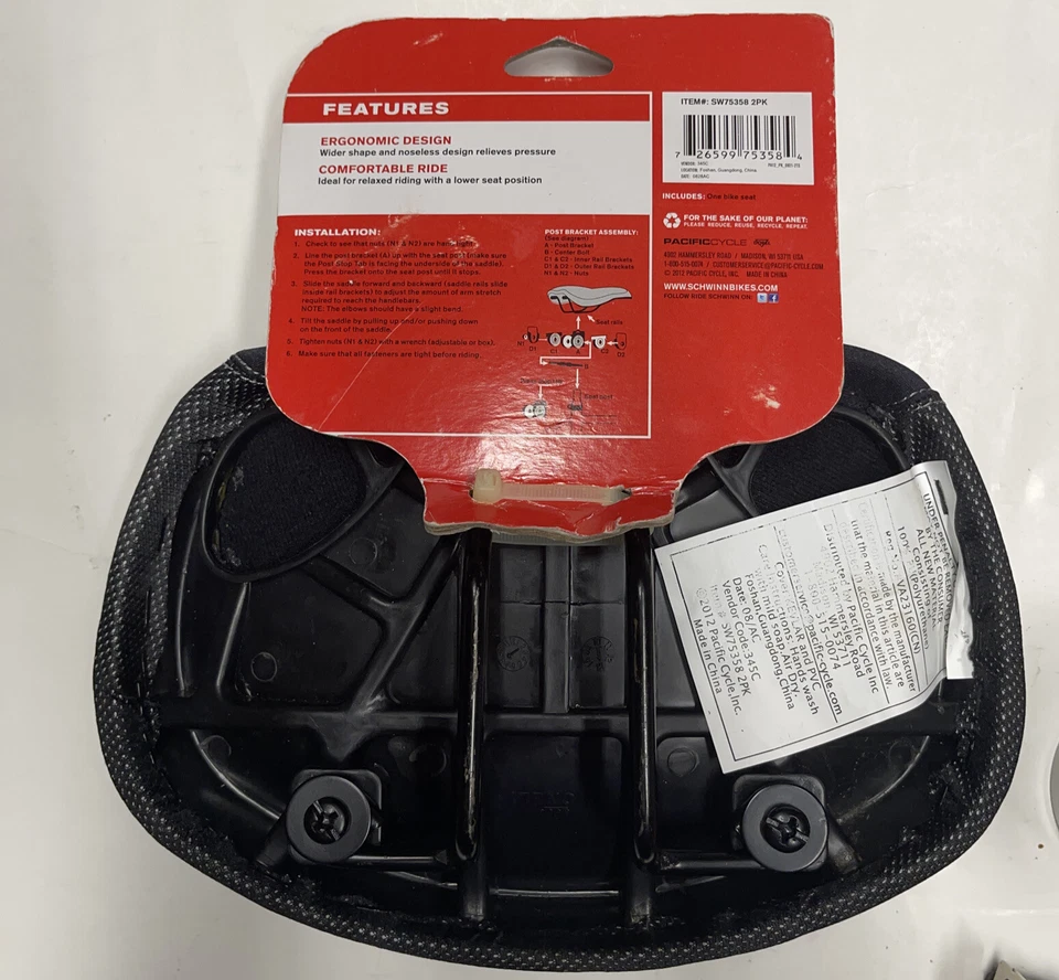 SCHWINN Bicycle Stress Free Noseless Saddle Bike Seat See Description - Image 2 of 3