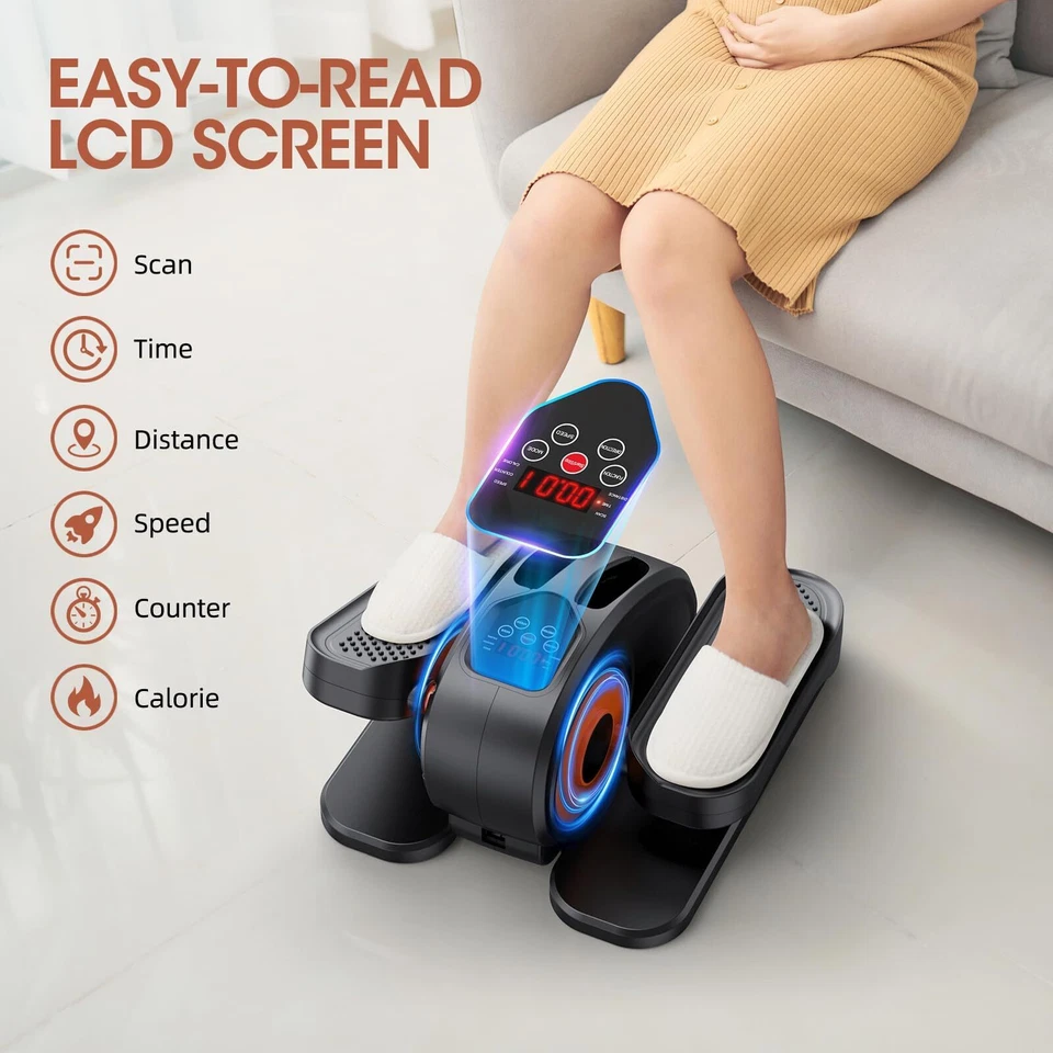 Orange Under Desk Elliptical Trainer Portable Mini Stepper for Low Impact Wor... - Image 3 of 4