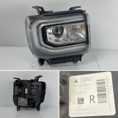 2016 2017 2018 GMC SIERRA 1500 XENON HEADLIGHT RIGHT SIDE 84228370 