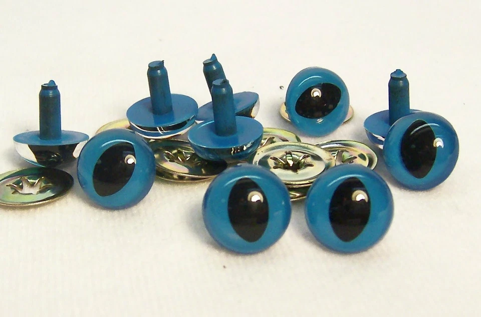 Sassy Bears 12mm BLUE Safety CAT Eyes for bears dolls and crafts (10pairs)