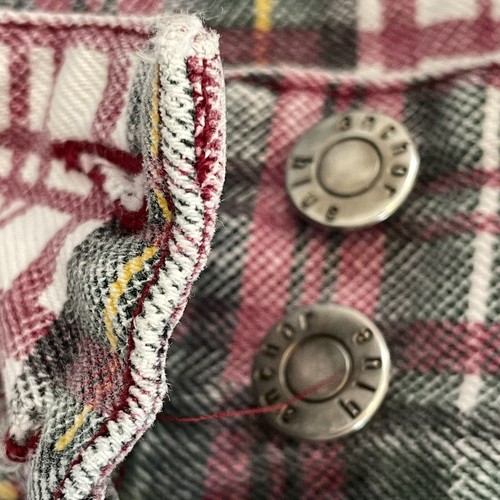 VTG Y2 K High Waist Plaid Denim Shorts Grunge Skate Preppy SZ 5 - Picture 5 of 12