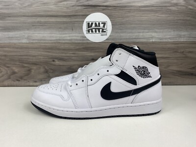 Nike Air Jordan 1 白/黒 スニーカー Nike Air Jordan 1 Mid Black White 'Reverse Panda' Men's Shoes