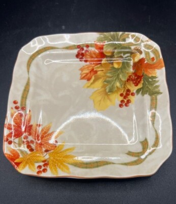 222 Fifth Autmn Celebration Square 6.25  Bread Dessert Appetizer Plate