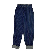 JEANS VTG Sergio Valente Sz 6 24 x 31 Uncuffed Multicolor Striped Logo High Rise