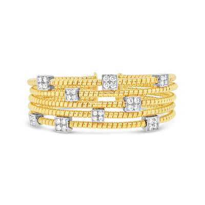 18k Yellow Gold Row Diamond Cuff Bracelet