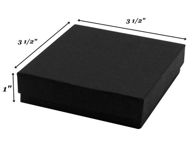 LOT OF 25 50 100 MATTE BLACK COTTON FILLED JEWELRY BOX 3 1/2'' X 3 1/2'' x 1''