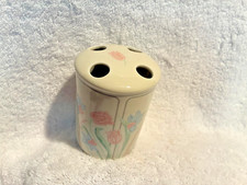 Creamy White Andre Richard Toothbrush Holder 3 3/4" T x 2 3/4" Porcelain Floral