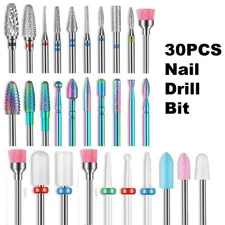 30PCS Nail Drill Bit Ceramic Diamond Cuticle Efile Carbide Remover for Nail Tool
