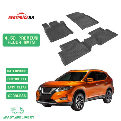The Car Mat Custom Fit Mats For Nissan X-Trail (2014-2021) - 4-Piece All-Weather Set, Anti-Slip, Black (Standard Carpet)
