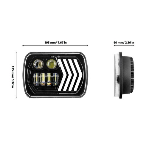 Pair 7X6" LED Headlights Hi/Lo DRL Dynamic Turn Signal for Nissan Pickup Truck - Foto 12 di 12
