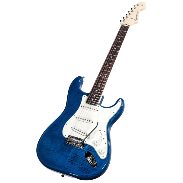 Fender FSR MIJ Hybrid II Stratocaster Curly Maple Top Ash Back Translucent Blue