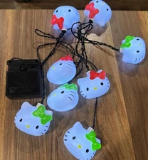 Hello Kitty Blow Mold String Lights Christmas 8 Lights Battery Blink 2013 EUC