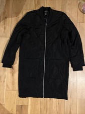 Long Tall Sally. Long Black Lightly Padded Zip Coat.uk 12. Worn 1 Season Only.