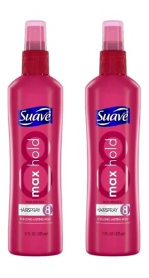 2 Suave Max Hold Hair Spray Long Lasting Hold 8 Pump Non Aerosol 11 oz Unscented