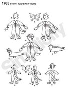 Schnittmuster Dinosaurier-KostüM Kinder 3-8 Jahre Simplicity 1765 S-L Hunde