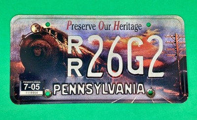 Pennsylvania License Plate Preserve Our Heritage Train Locomotive RR 26G2