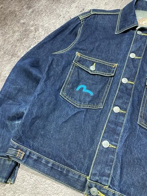 EVISU Japan Denim Trucker Jacket No. 3015 Dark Indigo Seagull Logo