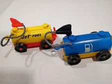 Vintage Little People Fisher Price Gas Pump Tanker Oil Truck Blue Car Lot