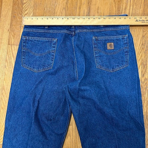 Pantalones de mezclilla Carhartt para hombre 42x32 calce relajado azules RN# 14806 algodón poli logotipo informales - Imagen 8 de 14