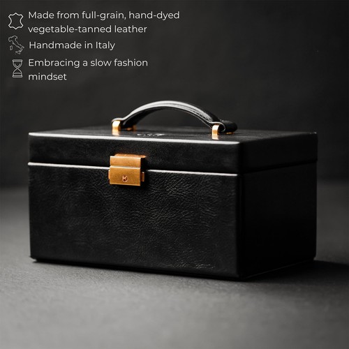 Jewelry Box - Full Grain Leather Jewellery Organizer - Accessories Storage Ke... - Foto 2 di 6