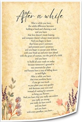 After A While Poem Poster Prints Inspirational Poetry Love Poem Posters  Artwork