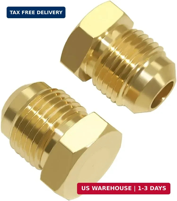 2PCS Brass Flare Plugs 3/8" Tube OD SAE 45 Degree Tube Fitting