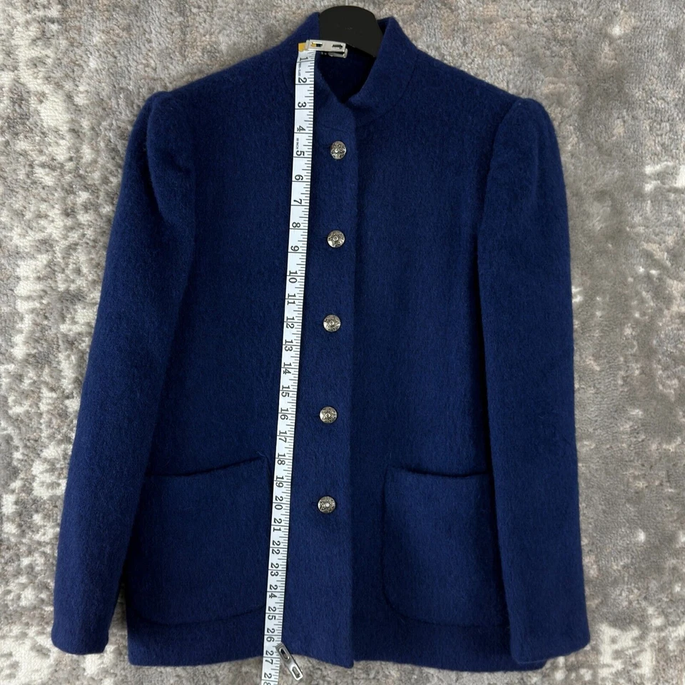 Chaqueta Madison Para Mujer Talla 10 Mezcla de Lana Cuello Simulado Azul Manga Larga Botón EE. UU. Foto 2 de 4