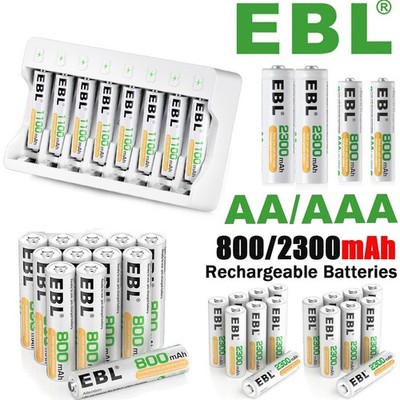 AA AAA Rechargeable Batteries NI-MH 1.2V   / Double A, Triple A Charger Lot