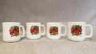 Vintage Glasbake Coffee Mugs Vegetables Set of 4 1960s-1970s