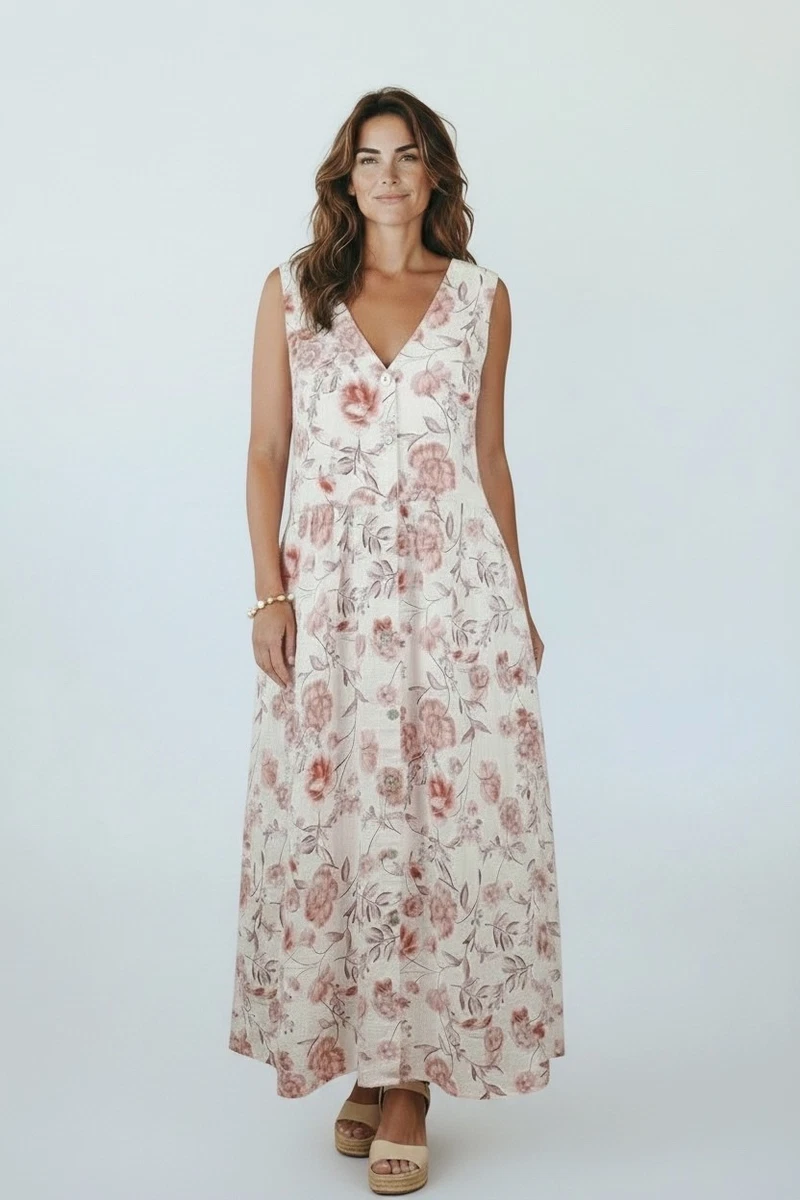 cynthia rowley linen dress Maxi and a wide neck with ruffle hem detail Cynthia Rowley Linen Dresses for