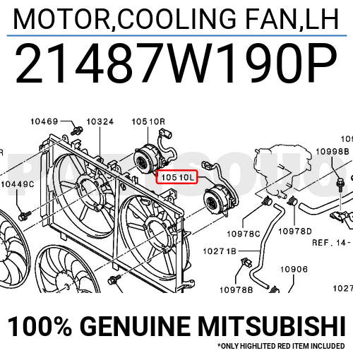21487W190P Genuine Mitsubishi MOTOR COOLING FAN LH OEM for sale