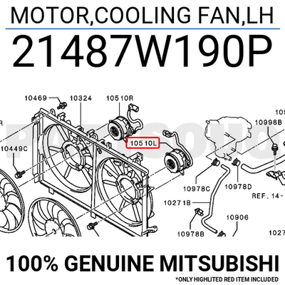 21487W190P Genuine Mitsubishi MOTOR,COOLING FAN,LH | eBay