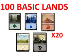 100 BASIC LANDS 20 OF EACH TYPE