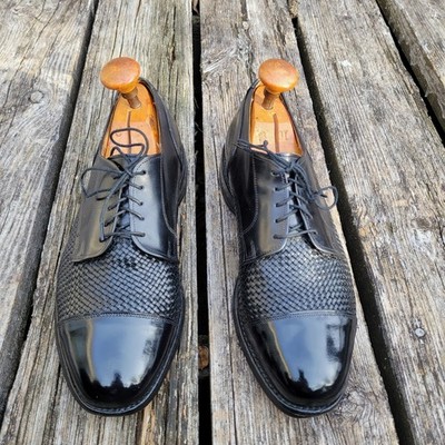 Allen Edmonds Lauderdale 2204 Black Woven Leather Cap Toe Derby 8.5 EEE