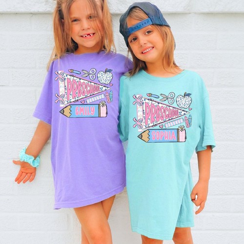 Personalized Kindergarten Shirt for Girls, Custom Name Back to School Tee - Picture 8 of 10