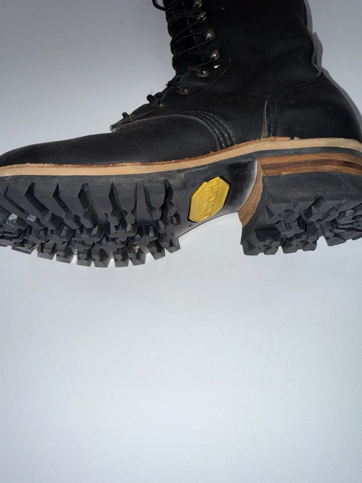 Georgia Boot Logger Steel Toe 5.5M Black Leather Vibram Vintage Rare Work Boots - Image 3 of 4