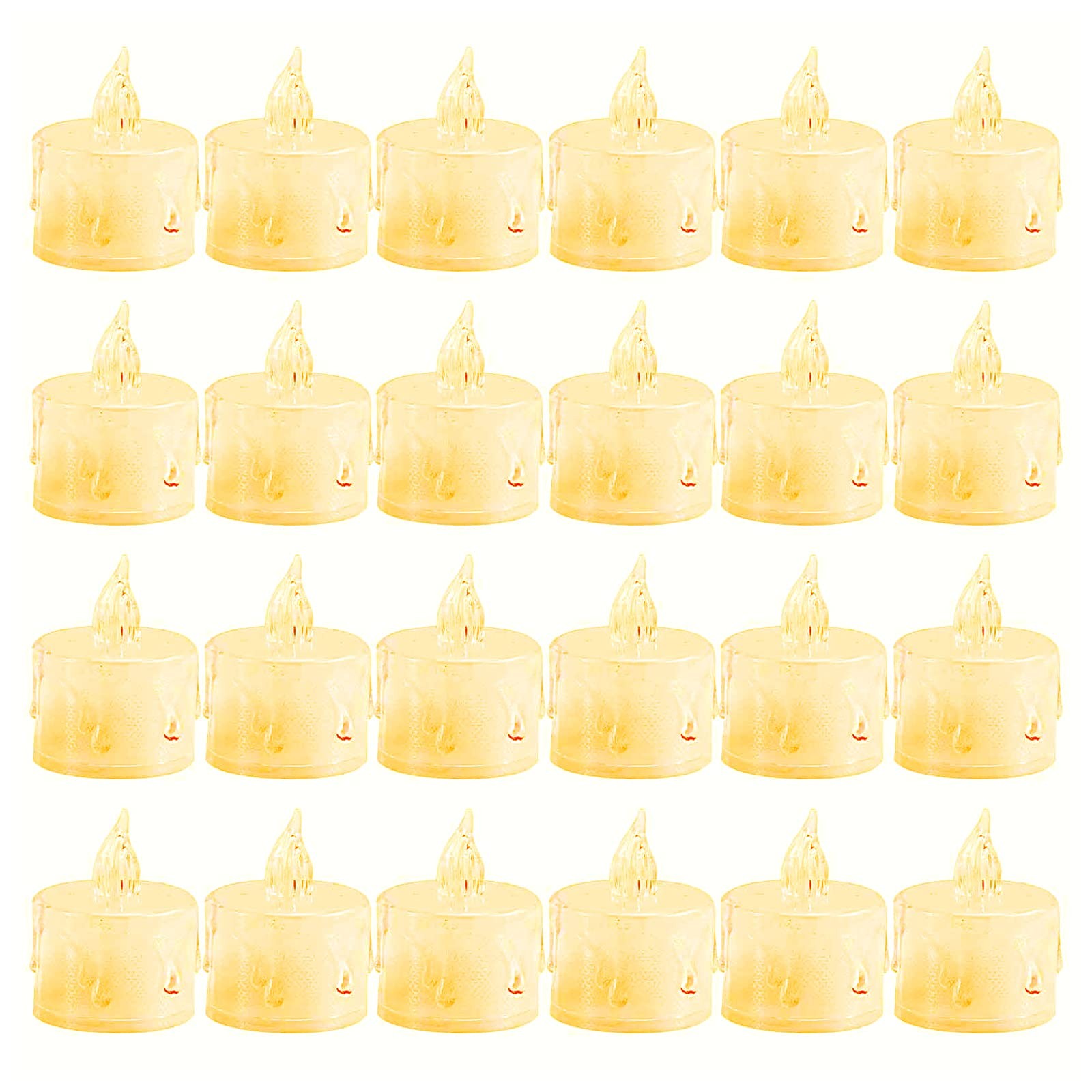 Battery Operated Flameless LED Tea Lights Candles 24 Pack 100 Hours Realistic &