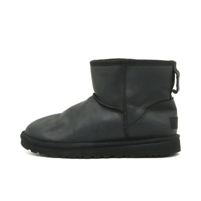 UGG Damen Classic Mini Boots Schwarz Leder Wasserabweisend Stiefeletten EU 39