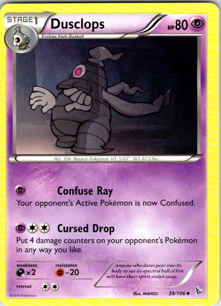 Dusclops 39/106 XY - Flashfire Uncommon 2014 NM