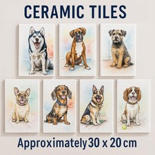 Pet Lover Gift Decorative Ceramic Dog Wall Tile Various Breeds Plaque Art 30x20