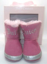 JUICY COUTURE Baby Burbank Girls Boots Sz 3 6-9 Mos NIB Faux Fur Glitter Lined