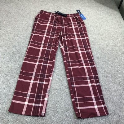 Nautica Pants Mens Medium Red Plaid Cozy Fleece Pajama Sleepwear Lounge KP637